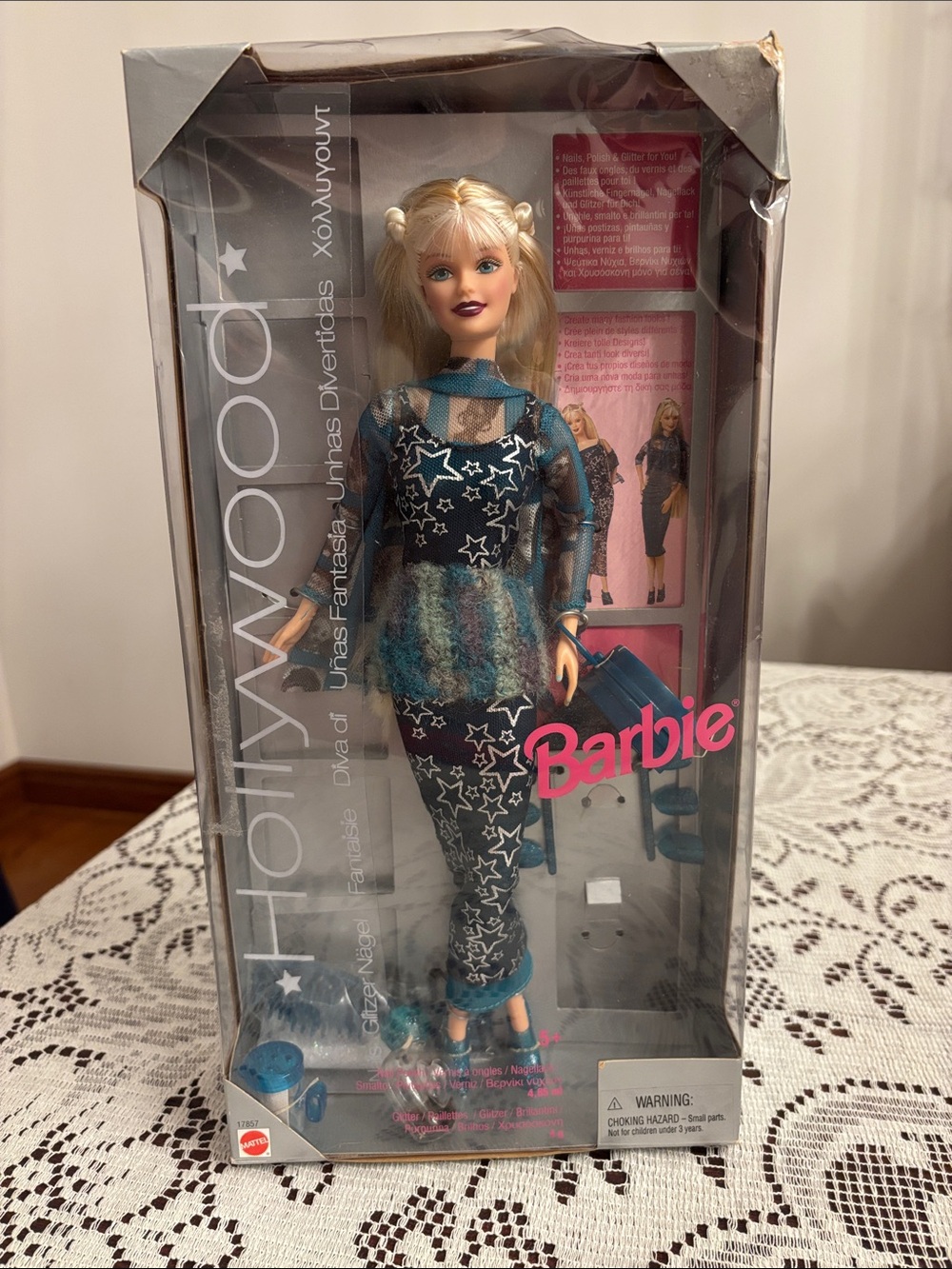 Barbie Hollywood Nails Teal Star-Print Outfit with Fuzzy Teal Vest